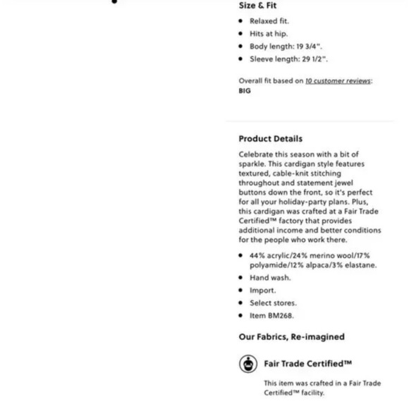 Jcrew Cable Knit Cardigan with Jewel Buttons NWOT - Picture 4 of 8